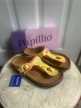 43-US M10 Papillio  Gizeh Pap African Wax Gold Multi-Pattern Sandals Birkenstock